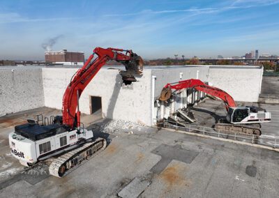 Large Baltimore Building Demolition with excavators