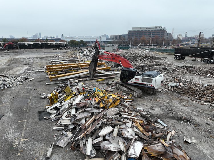Locke Insulators Baltimore Building Demolition with excavators