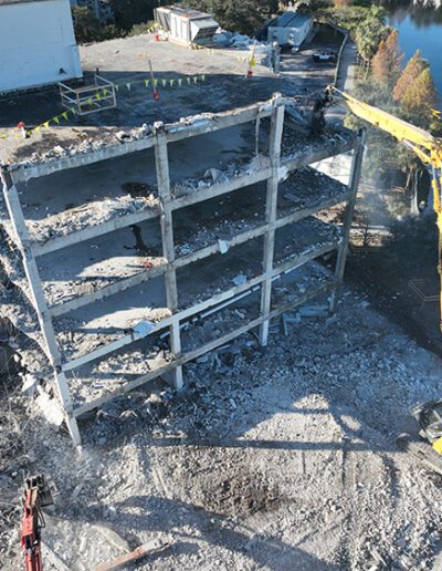 High Reach Excavator Building Demolition