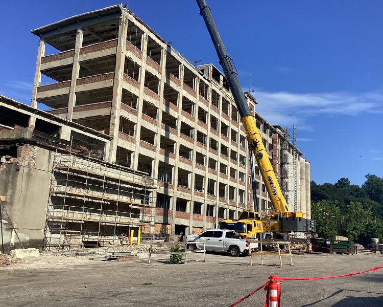 Historic Mill Demolition in progress in Ellicott City Maryland